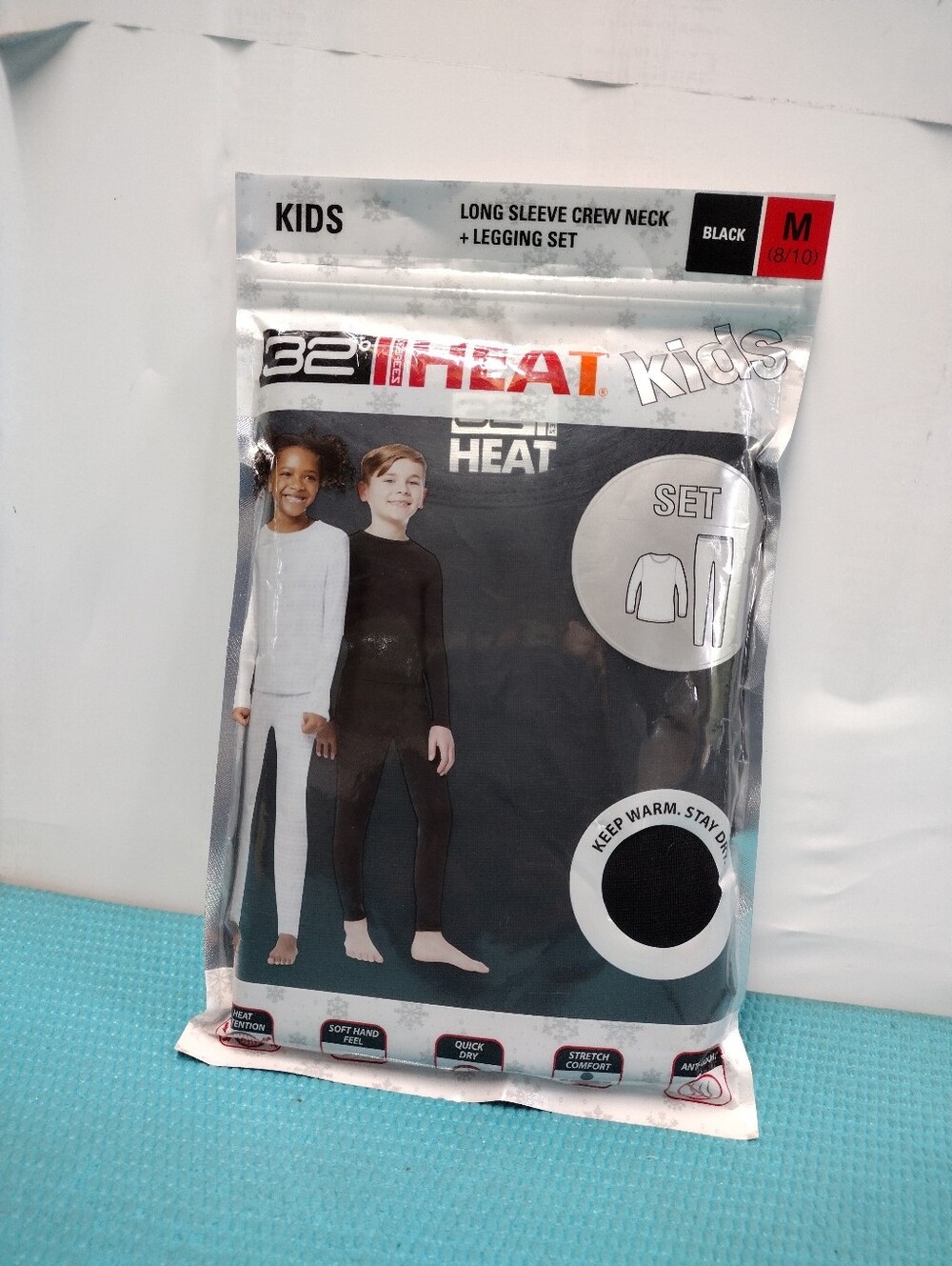32° Heat Kids Long Sleeve Crew Neck + Legging Set - Black M (8-10)
